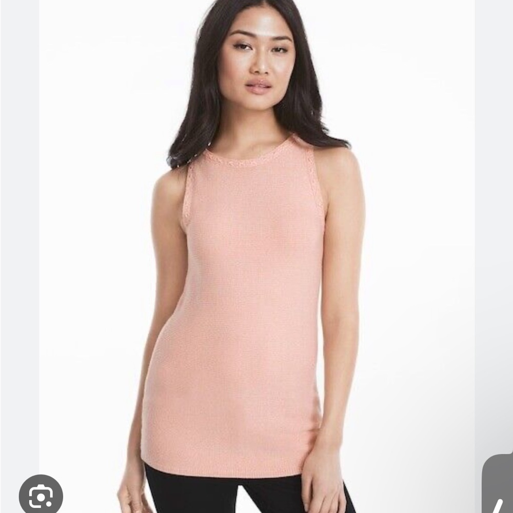 White House Black Market peach knit sweater tank